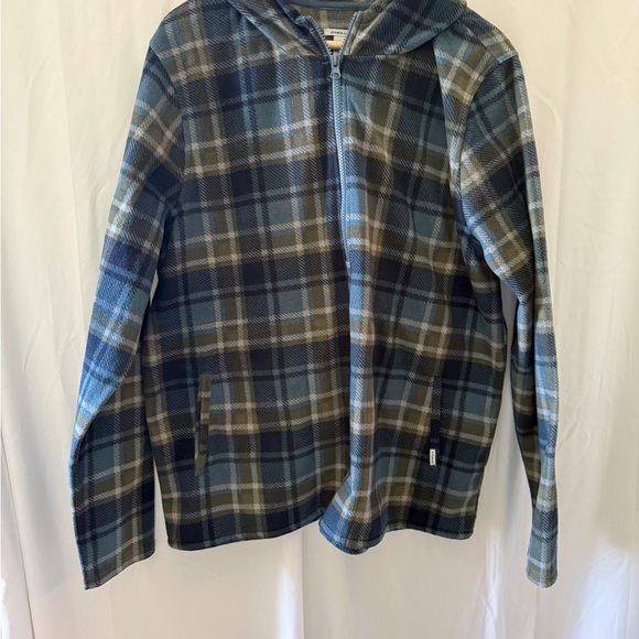 O'Neill Tops - O’Neill Plaid Hooded 1/4 zip fleece in Blue and Green Women’s size XL
